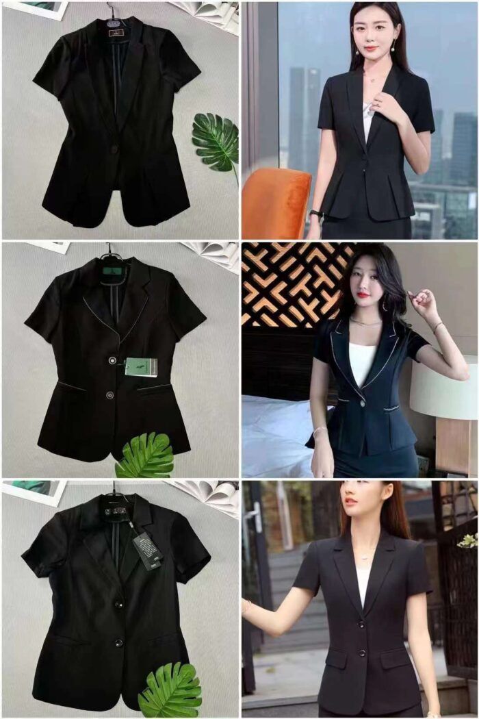 Small brand professional short-sleeved suit for women in summer slim and high-end black suit jacket for summer - Tradedubai.ae Wholesale B2B Market