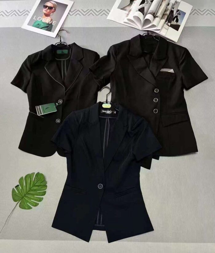 Small brand professional short-sleeved suit for women in summer slim and high-end black suit jacket for summer - Tradedubai.ae Wholesale B2B Market