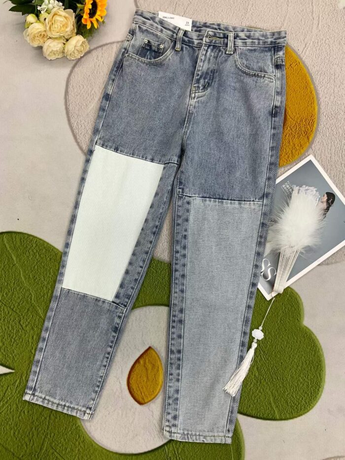 South Koreas Hyun A pretty girls high-waisted spliced ​​slimming harem radish wide-leg dad jeans - Tradedubai.ae Wholesale B2B Market