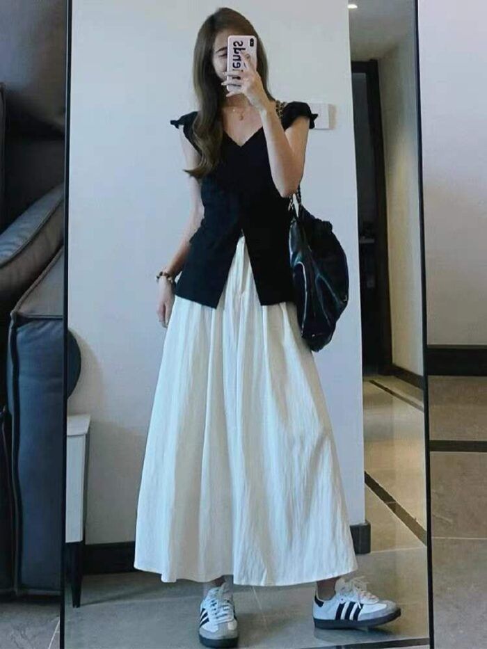 Spring and summer 2024 new Korean style mid-length umbrella skirts high-waisted slim skirts pleated skirts long skirts - Tradedubai.ae Wholesale B2B Market