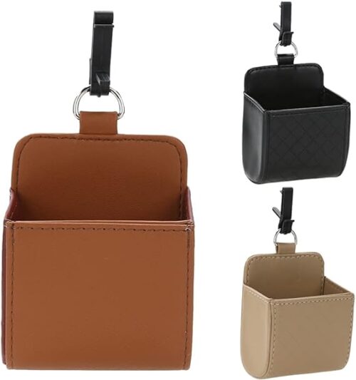 Stowing Tidying PU Leather Car Outlet Air Auto Vent Trash Box Auto Mobile Phone Holder for Supplies Car Styling Bag Orangnizer Box Begie4