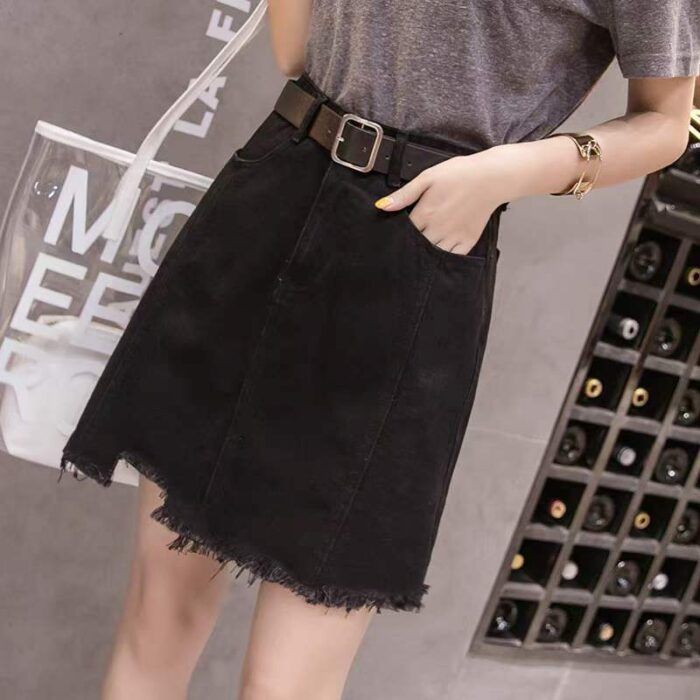 Summer popular fringed womens irregular denim skirts