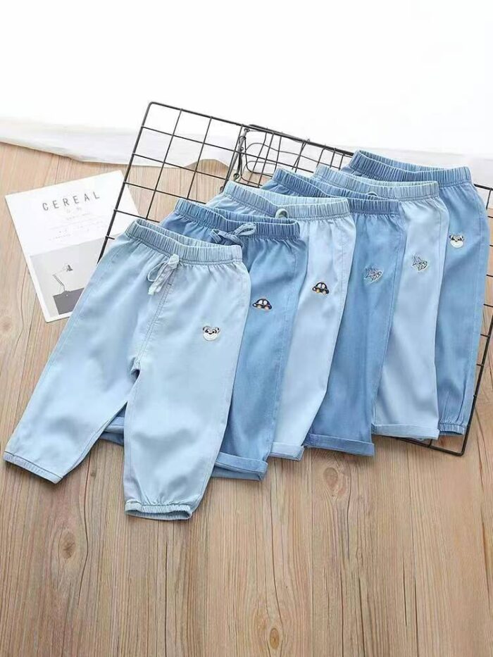 Tencel denim mixed with three-quarter mid-pants summer thin 2024 new childrens summer pants - Tradedubai.ae Wholesale B2B Market