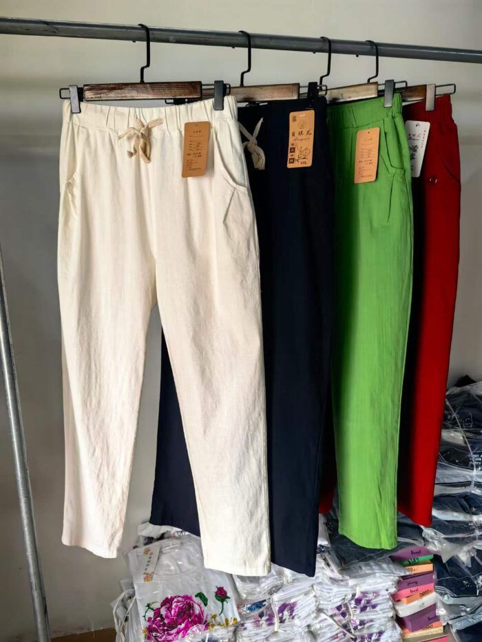 Thin linen and cotton womens trousers mainly black and white - Tradedubai.ae Wholesale B2B Market