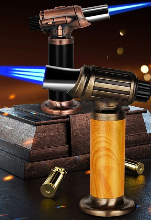 Three Stroke Flame Custom Logo Cigarette Smoke Outdoor Camping and Kitchen Cook High Power Bullet Butane Torch Lighter2 - Tradedubai.ae Wholesale B2B Market