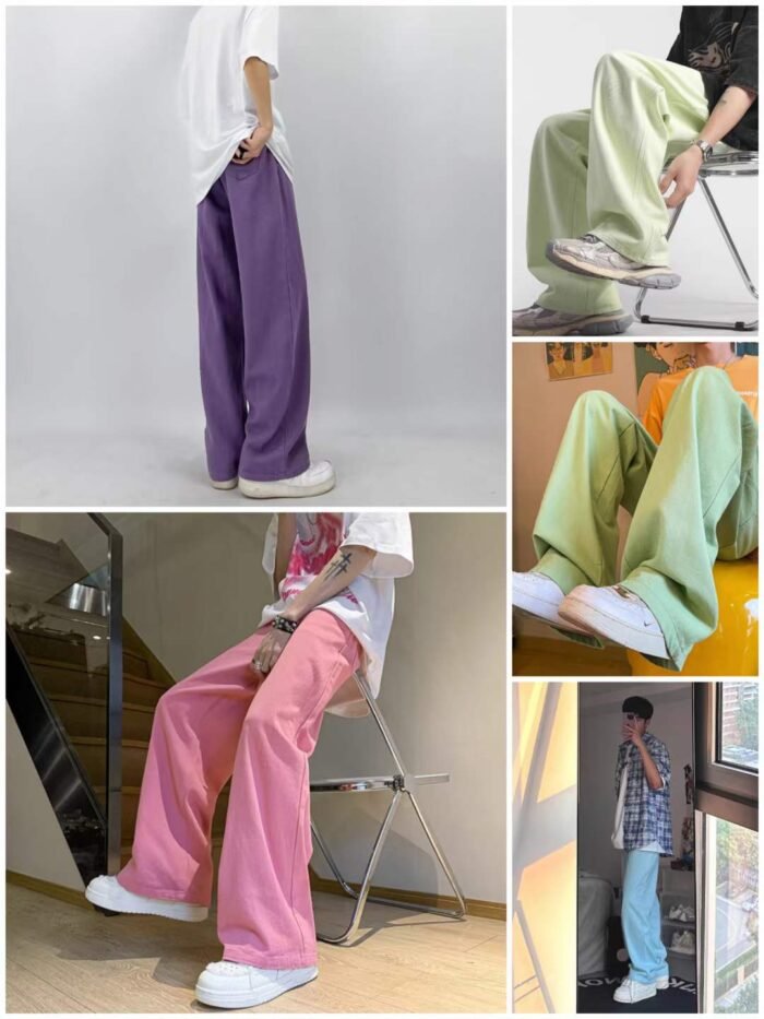 Trendy brand for men and women American high-street washed cotton elastic waist loose straight wide-leg trousers - Tradedubai.ae Wholesale B2B Market