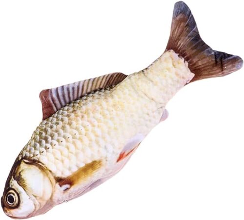 USB Recharging Artificial Fish Toy Electric Fish Cat Playing Fish Toy Kitten Teaser Funny Jumping Fish Toy Khaki Grass Carp for Small Medium Large Cats3