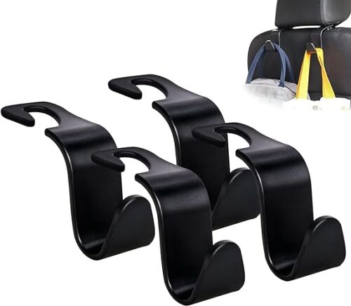 Universal Vehicle Car Backseat Headrest Hanger Storage Organizer Black Car Back Seat Headrest Hooks Car Seat Accessory For Handbags Purses Coats And Grocery Bags Bottle Holder 4-Pack4 - Tradedubai.ae Wholesale B2B Market