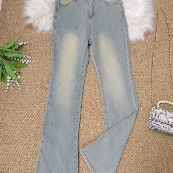 Vintage washed cotton micro-flare stretch jeans - Tradedubai.ae Wholesale B2B Market