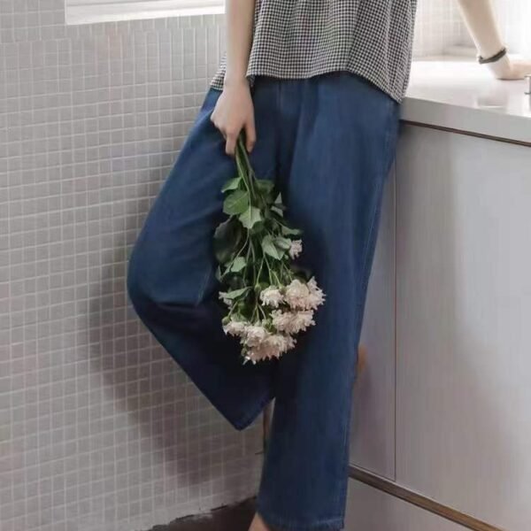 Washed cotton jeans loose straight wide-leg washed blue - Tradedubai.ae Wholesale B2B Market