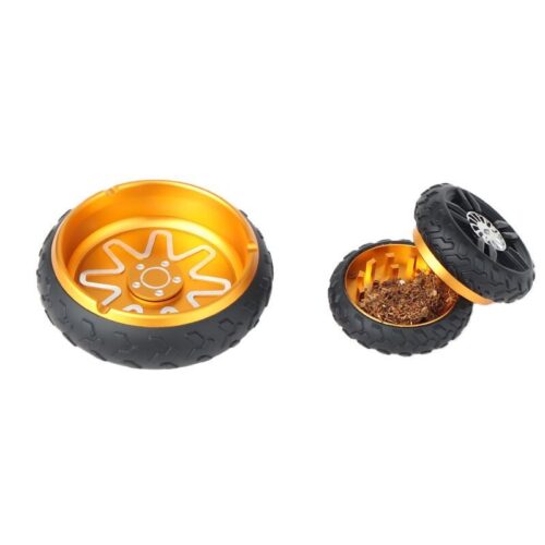 Wholesale Custom Logo 63 mm - 2 parts Aluminum Vehicle Wheel Herb Grinder Tyre Spice Tobacco Weed Hemp Grinder Machine - Tradedubai.ae Wholesale B2B Market