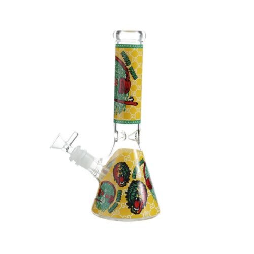 Wholesale Custom Logo Sticker High Borosilicate Glass Weed Bong Water Bong Waterpipe Beaker Glass Bong with Glass pot - Hookah Shisha