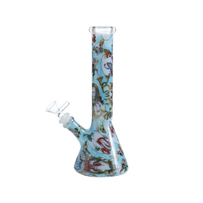 Wholesale High Quality Tobacco Smoking Waterpipe 10 inch Paper Transfer Print Glass Bong Water Pipe Beaker for Weed - Hookah Shisha