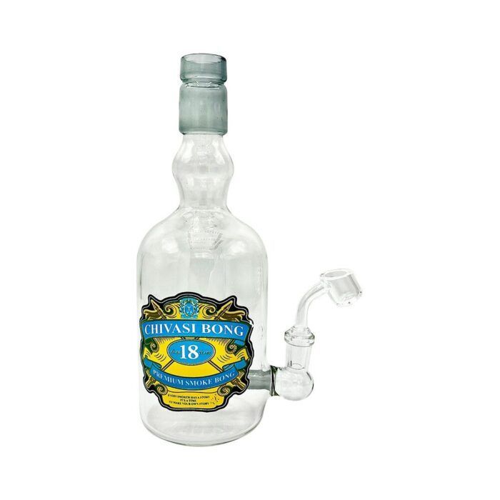 Wholesale Weed Water Pipe Glass Bong Smoking Hookah Custom Design Logo Liquor Wine Whisky Bottle Bong with Glass bowl pot - Hookah Shisha