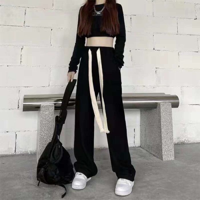 Wide-leg pants and trousers Versatile drawstring trendy loose wide-leg sports casual pants - Tradedubai.ae Wholesale B2B Market