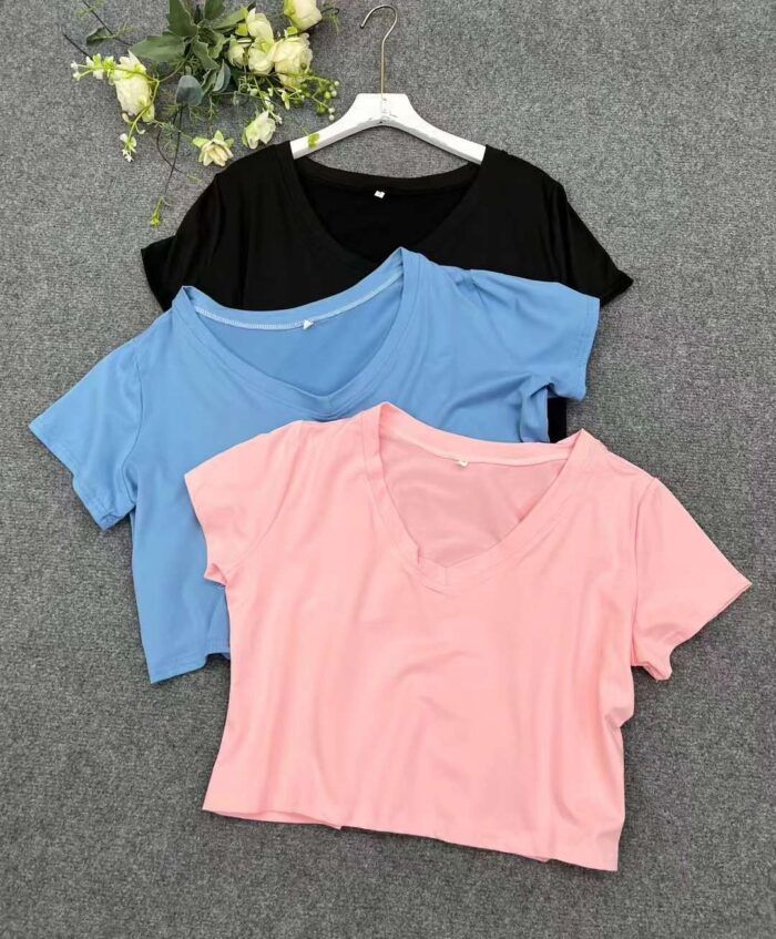 Women Short sleeves-college style short v-neck - Tradedubai.ae Wholesale B2B Market