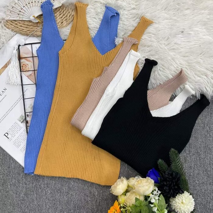 Womens V-neck sleeveless inner knitted camisole1 - Tradedubai.ae Wholesale B2B Market