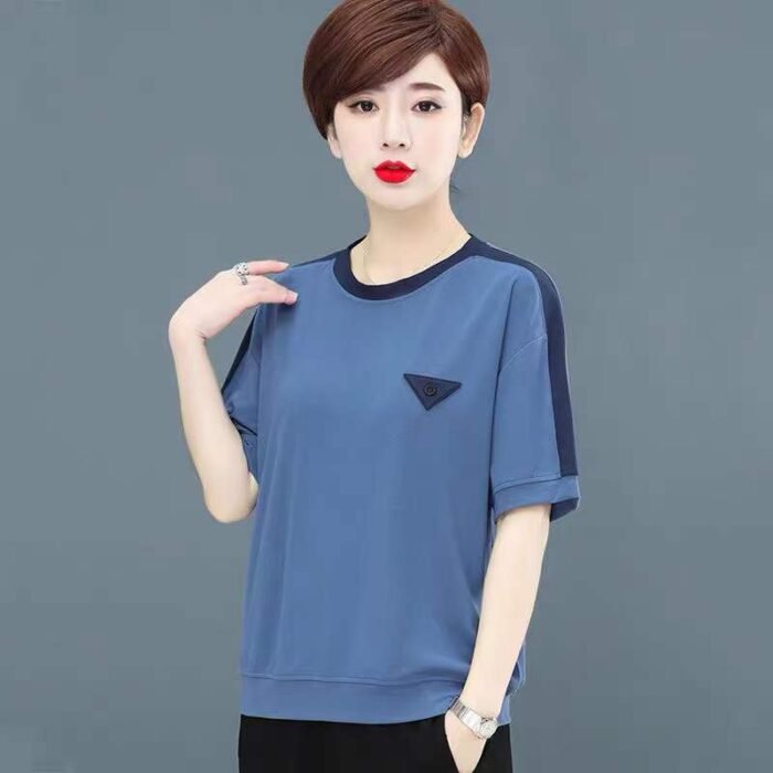 Womens trendy splicing design round neck short-sleeved - Tradedubai.ae Wholesale B2B Market