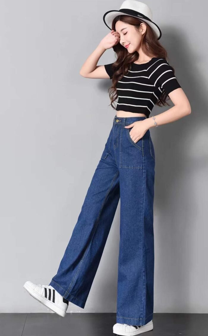 Womens washed cotton versatile loose large-size straight wide-leg denim trousers - Tradedubai.ae Wholesale B2B Market