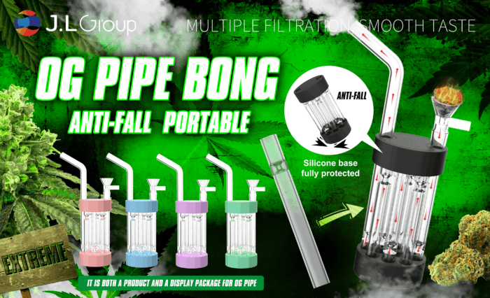 World Premiere Exclusive Design Multiple Filtration Portable OG Chillums Glass Pipe Bong - Hookah Shisha