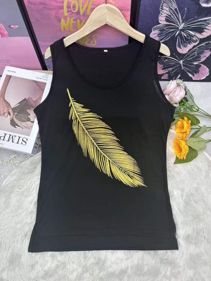 cross-border foreign trade new summer womens clothing feather print casual comfortable and loose inner and outer vest - Tradedubai.ae Wholesale B2B Market