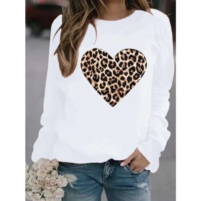 leopard print love print round neck thin velvet sweatshirts - Tradedubai.ae Wholesale B2B Market