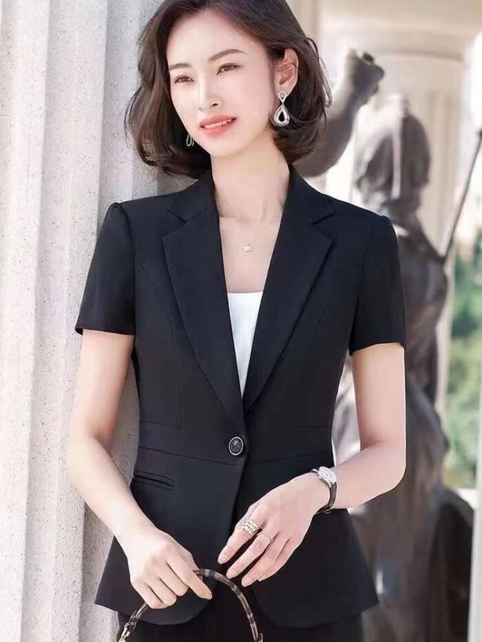 professional short-sleeved suit for women in summer slim fit and high-end black suit jacket for summer - Tradedubai.ae Wholesale B2B Market