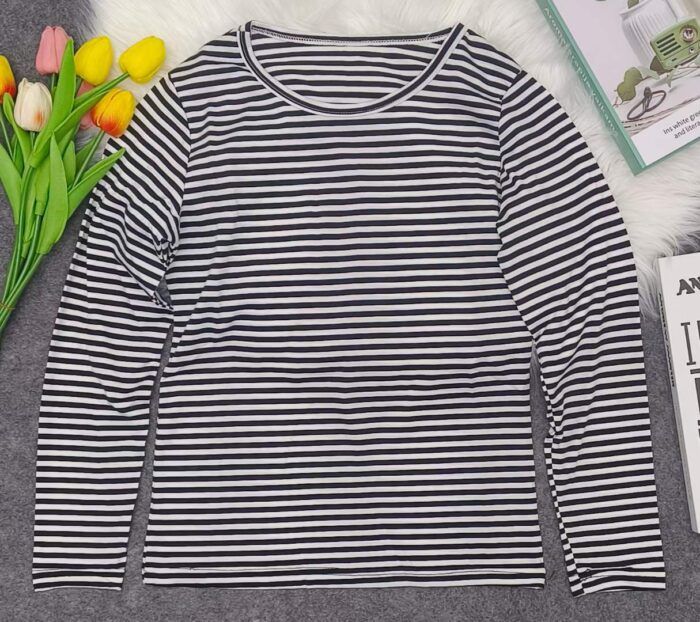 womens thin round neck striped T-shirt base layer 4 - Tradedubai.ae Wholesale B2B Market