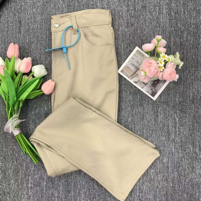 womens trousers washed cotton high-waisted trousers slim fit trousers - Tradedubai.ae Wholesale B2B Market