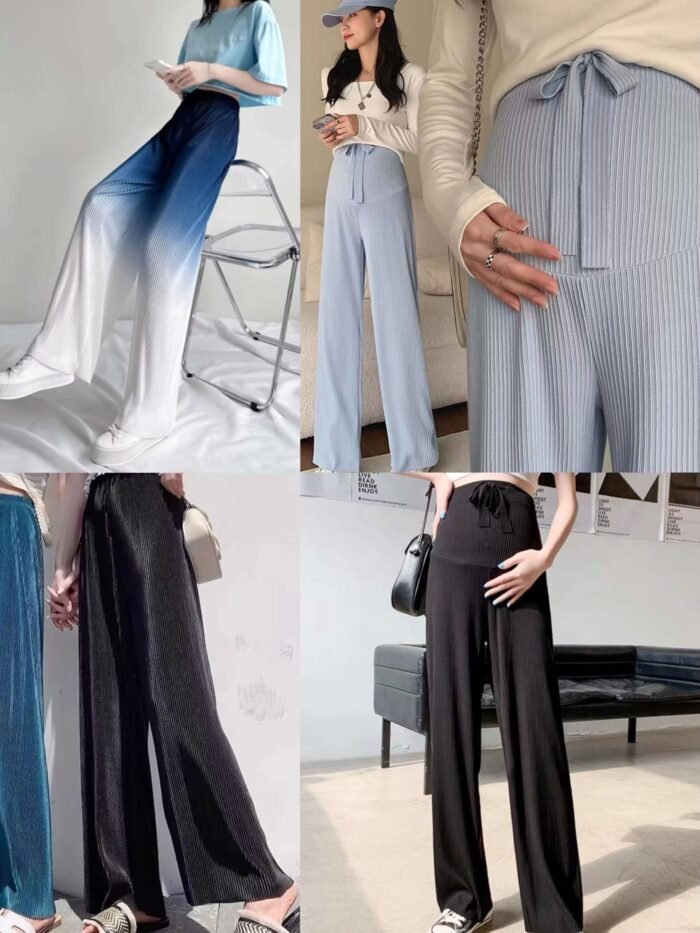 wrinkled maternity pants for summer thin outer wear fashionable belly support loose and large stretch casual pants - Tradedubai.ae Wholesale B2B Market