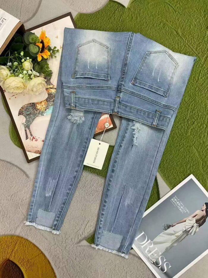 Brand womens elastic retro ripped denim pants - Tradedubai.ae Wholesale B2B Market