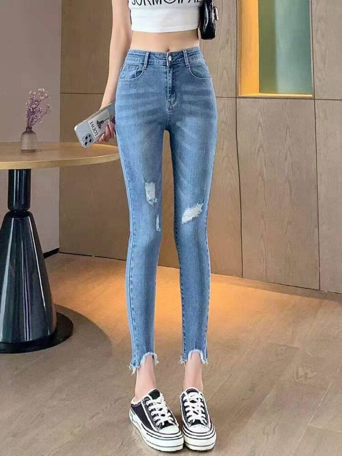 Brand womens elastic retro ripped denim pants - Tradedubai.ae Wholesale B2B Market