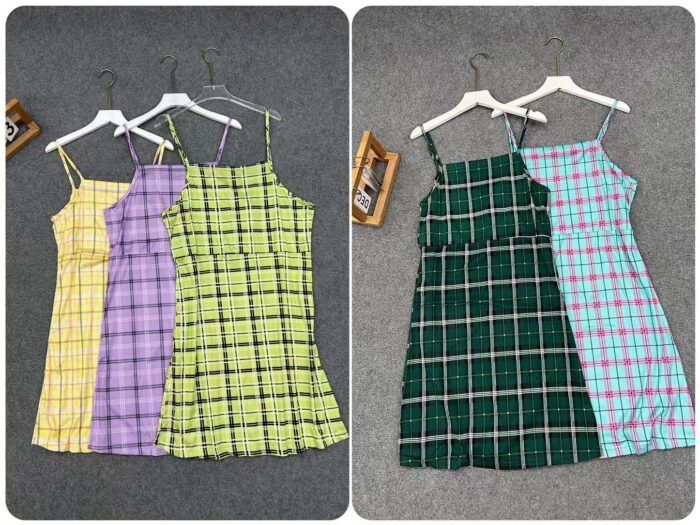 Floral plaid suspender hot girl slimming dress - Tradedubai.ae Wholesale B2B Market