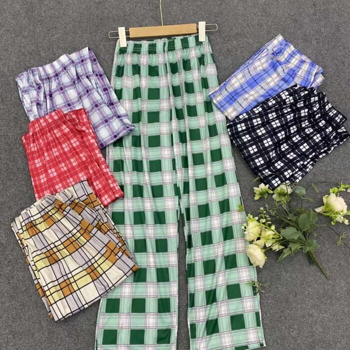 Fully printed floral plaid casual and versatile trousers - Tradedubai.ae Wholesale B2B Market