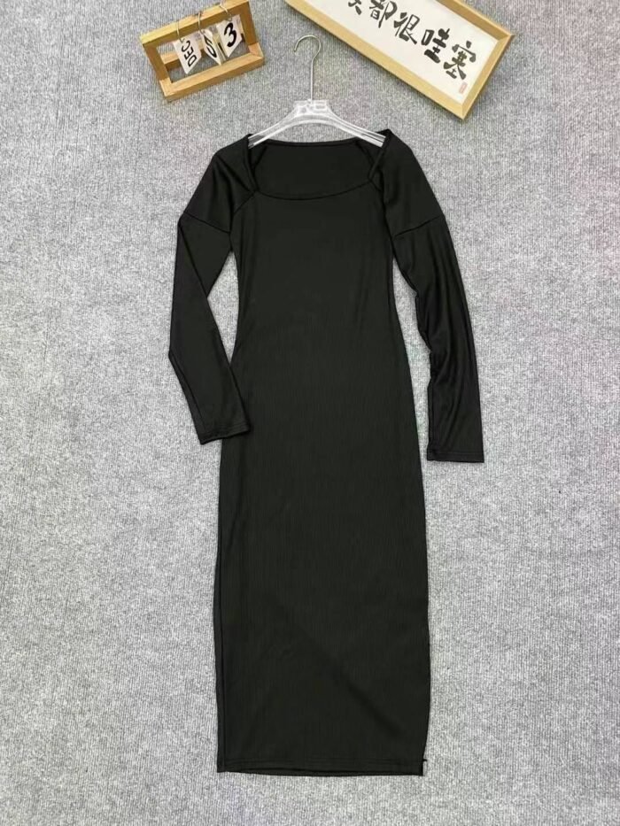 Hot girl dress square neck side slits high elastic slim fit - Tradedubai.ae Wholesale B2B Market