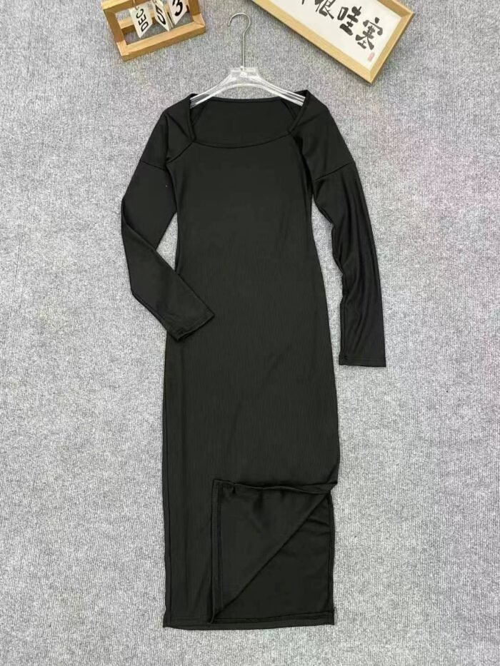 Hot girl dress square neck side slits high elastic slim fit - Tradedubai.ae Wholesale B2B Market