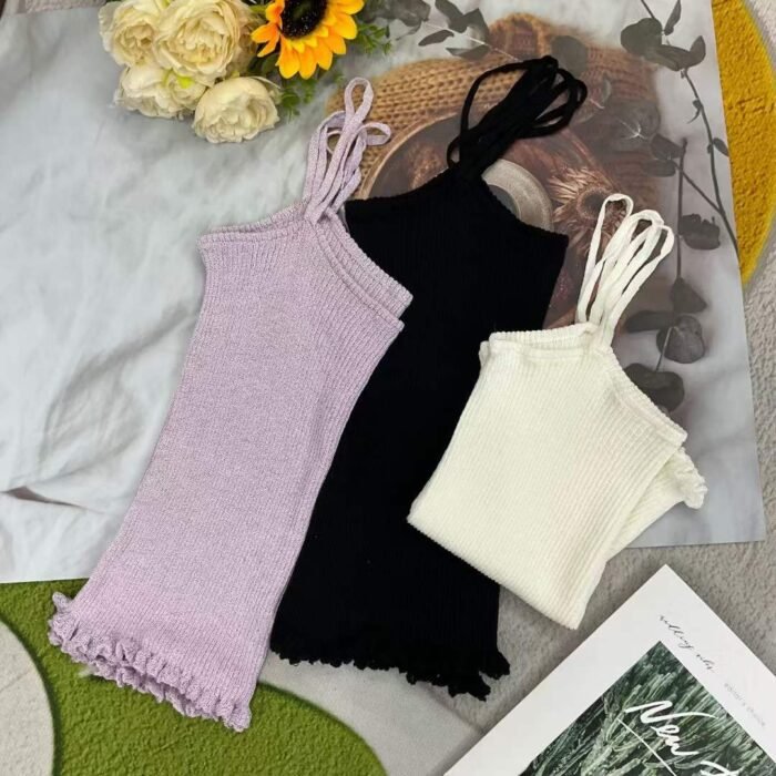 Korean all-match summer chic knitted suspenders with sweet and spicy lace around the ears - Tradedubai.ae Wholesale B2B Market