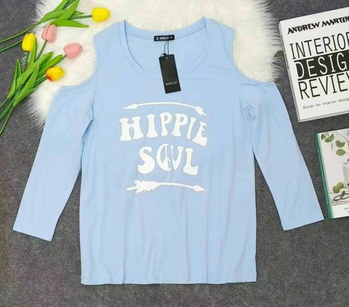 Korean design cotton loose bare shoulders sexy age-reducing western style thin long-sleeved T-shirt - Tradedubai.ae Wholesale B2B Market