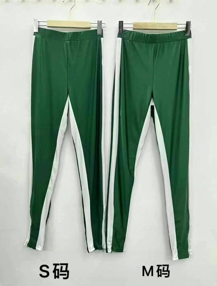 Korean style slim-fit white striped green straight leg pants - Tradedubai.ae Wholesale B2B Market