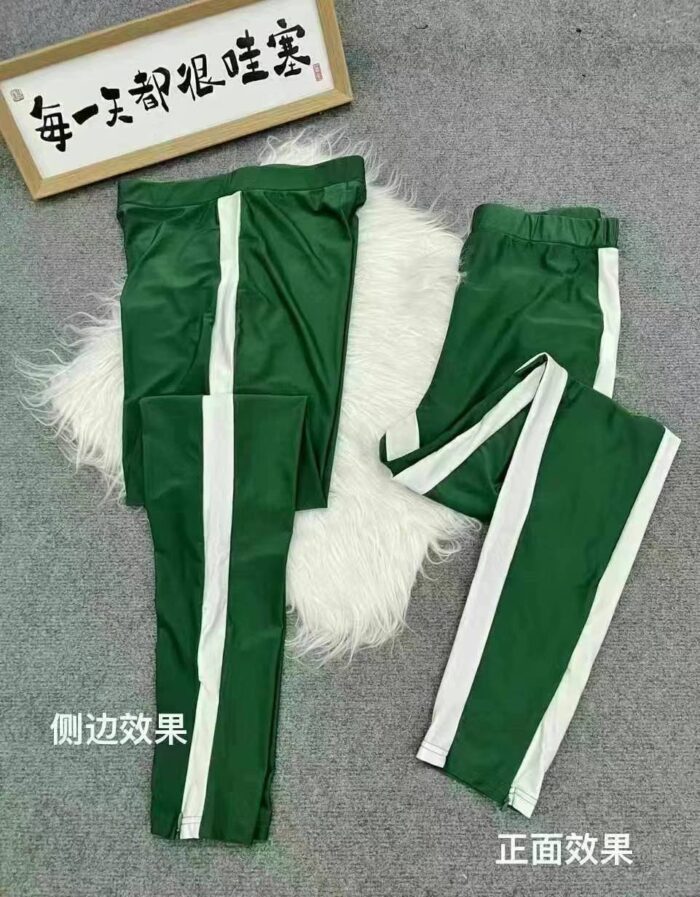 Korean style slim-fit white striped green straight leg pants - Tradedubai.ae Wholesale B2B Market