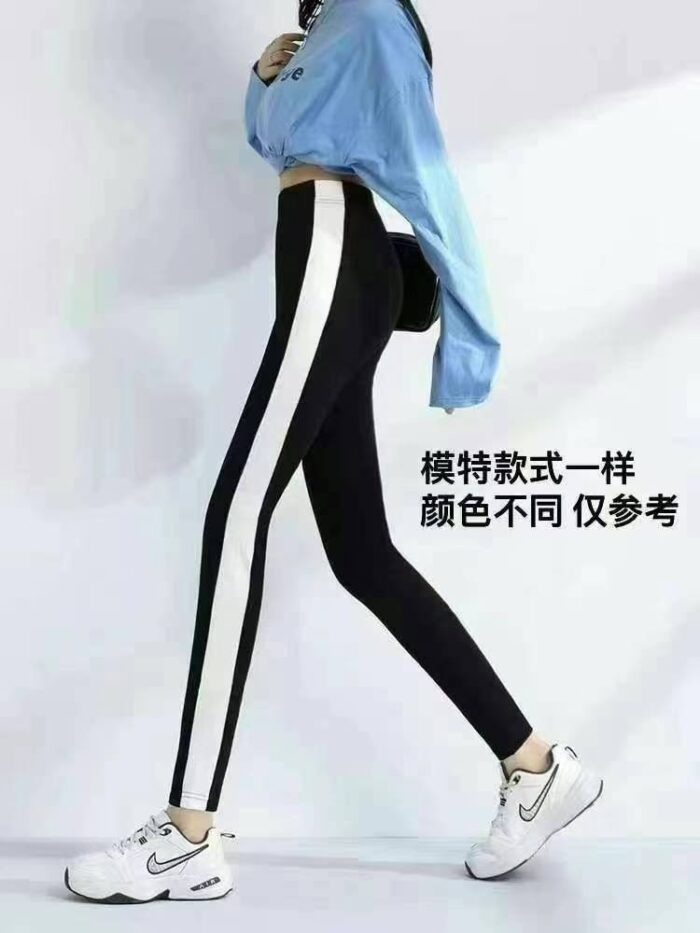 Korean style slim-fit white striped green straight leg pants - Tradedubai.ae Wholesale B2B Market