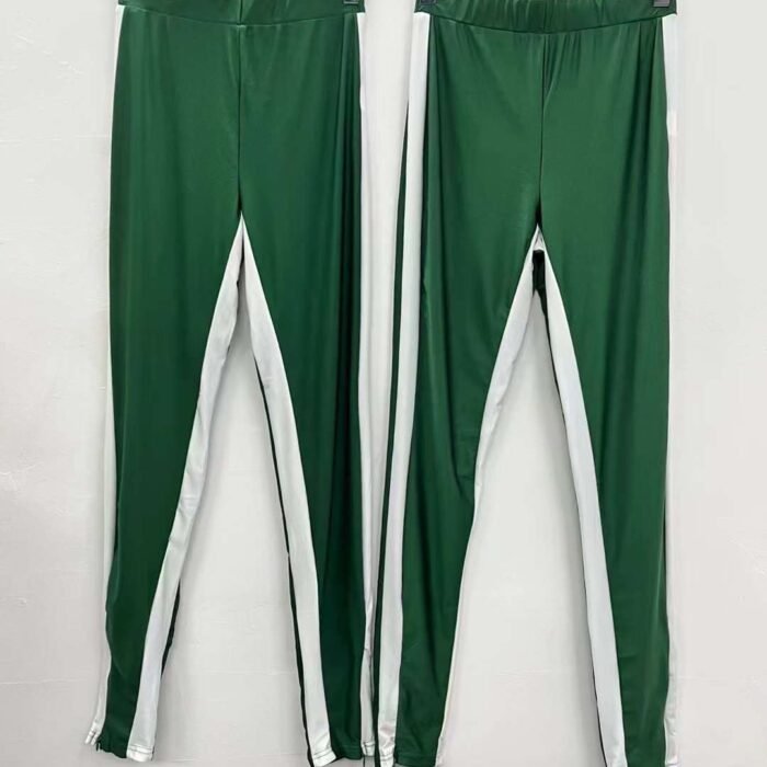 Korean style slim-fitting green straight leg pants with white stripes - Tradedubai.ae Wholesale B2B Market
