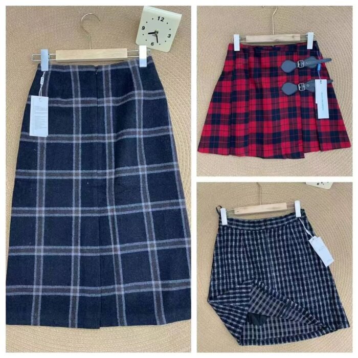 Miscellaneous woolen skirts Plaid woolen slit high waist slimming A-line skirt - Tradedubai.ae Wholesale B2B Market