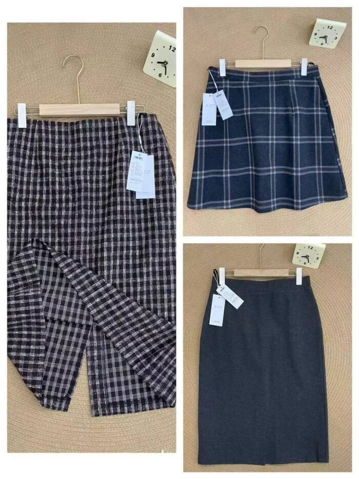Miscellaneous woolen skirts Plaid woolen slit high waist slimming A-line skirt - Tradedubai.ae Wholesale B2B Market