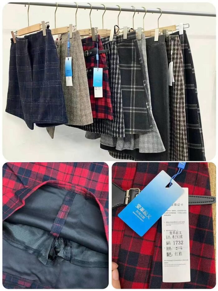 Miscellaneous woolen skirts Plaid woolen slit high waist slimming A-line skirt4 - Tradedubai.ae Wholesale B2B Market