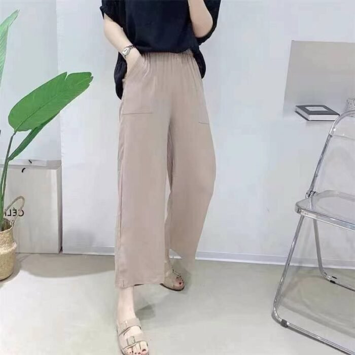 The whole foreign trade large size 5 solid color thin eight-point wide-leg pants - Tradedubai.ae Wholesale B2B Market