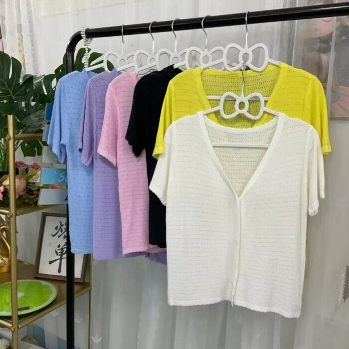 Womens French style V-neck ice silk knitted short cardigan - Tradedubai.ae Wholesale B2B Market