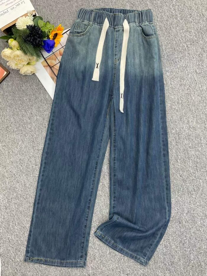 Womens washed cotton retro gradient color denim straight trousers - Tradedubai.ae Wholesale B2B Market
