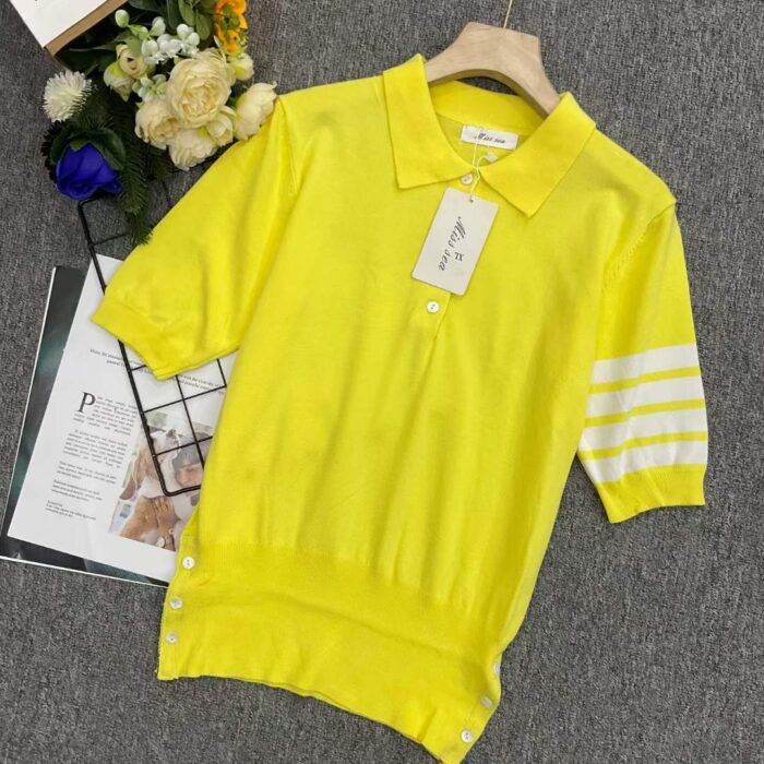 Xiaoxiang style college style yellow ice silk half-sleeved knitted Polo shirt - Tradedubai.ae Wholesale B2B Market