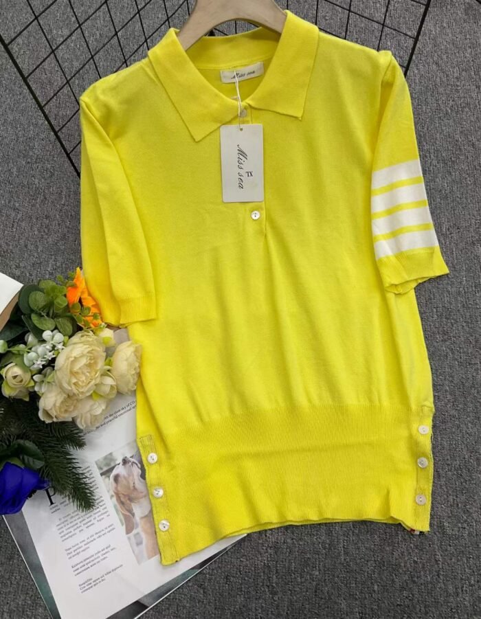 Xiaoxiang style college style yellow ice silk half-sleeved knitted Polo shirt - Tradedubai.ae Wholesale B2B Market